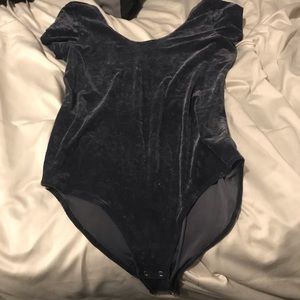 AE Grey/Blue Velvet Bodysuit - Large